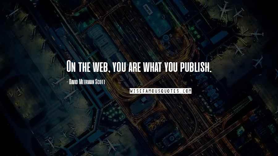 David Meerman Scott Quotes: On the web, you are what you publish.