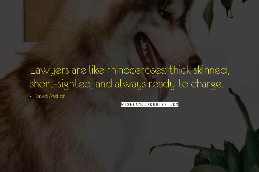 David Mellor Quotes: Lawyers are like rhinoceroses: thick skinned, short-sighted, and always ready to charge.