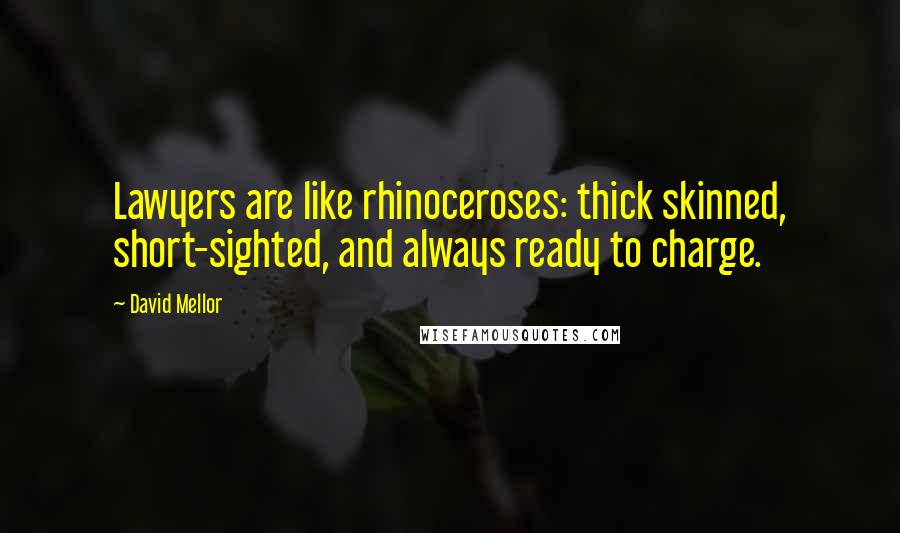 David Mellor Quotes: Lawyers are like rhinoceroses: thick skinned, short-sighted, and always ready to charge.