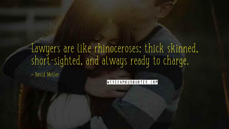 David Mellor Quotes: Lawyers are like rhinoceroses: thick skinned, short-sighted, and always ready to charge.