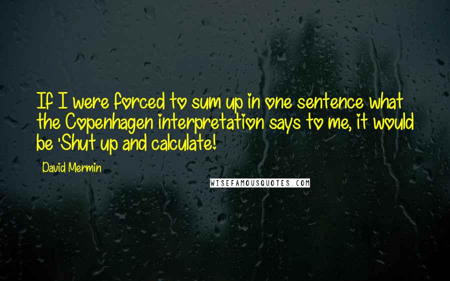 David Mermin Quotes: If I were forced to sum up in one sentence what the Copenhagen interpretation says to me, it would be 'Shut up and calculate!