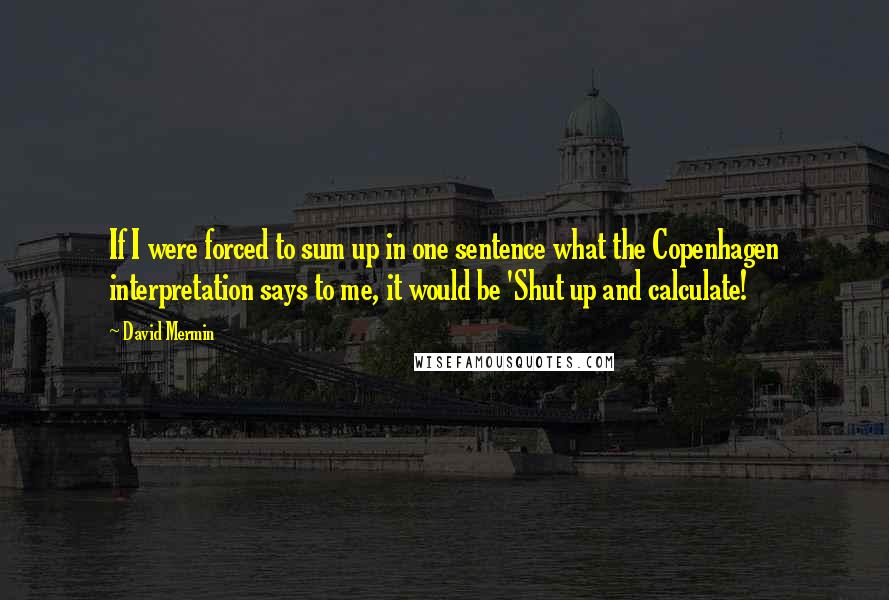 David Mermin Quotes: If I were forced to sum up in one sentence what the Copenhagen interpretation says to me, it would be 'Shut up and calculate!