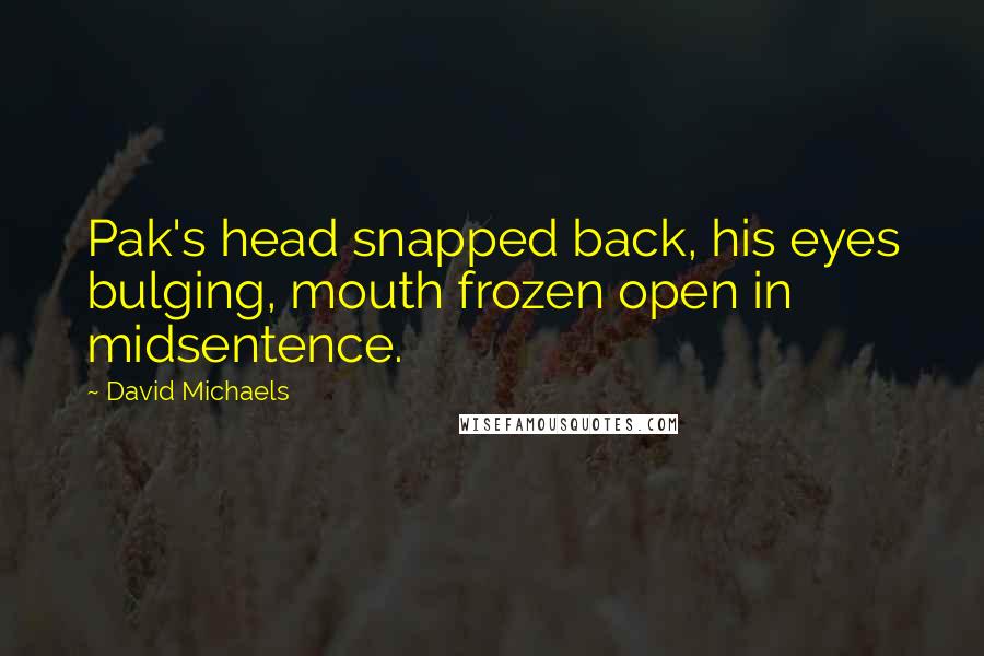 David Michaels Quotes: Pak's head snapped back, his eyes bulging, mouth frozen open in midsentence.