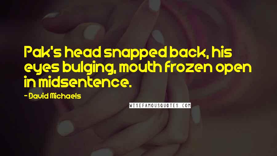 David Michaels Quotes: Pak's head snapped back, his eyes bulging, mouth frozen open in midsentence.