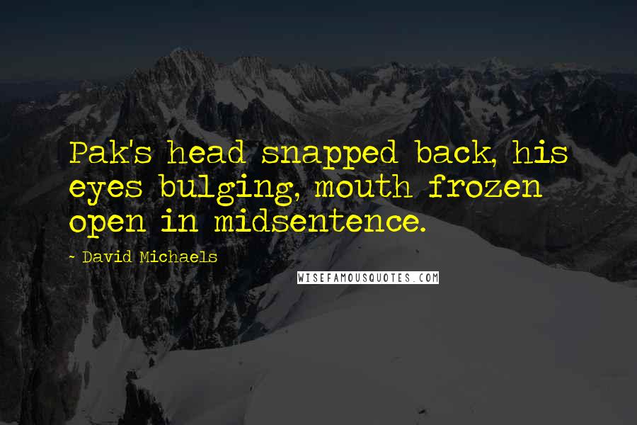 David Michaels Quotes: Pak's head snapped back, his eyes bulging, mouth frozen open in midsentence.