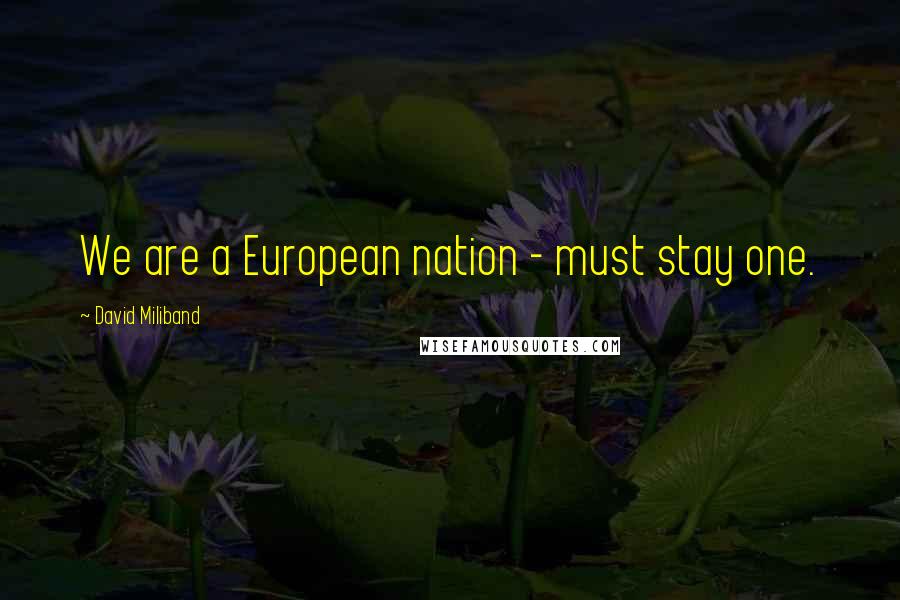 David Miliband Quotes: We are a European nation - must stay one.