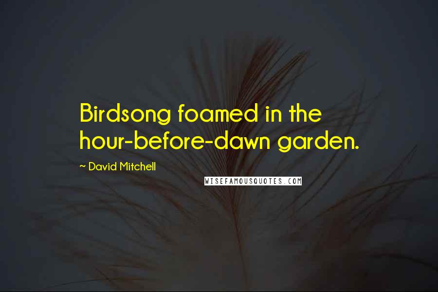 David Mitchell Quotes: Birdsong foamed in the hour-before-dawn garden.