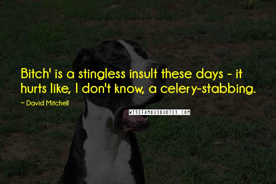 David Mitchell Quotes: Bitch' is a stingless insult these days - it hurts like, I don't know, a celery-stabbing.