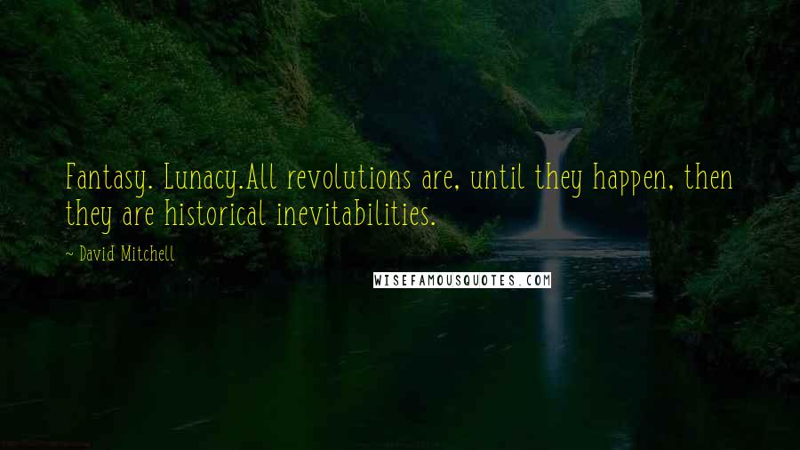 David Mitchell Quotes: Fantasy. Lunacy.All revolutions are, until they happen, then they are historical inevitabilities.