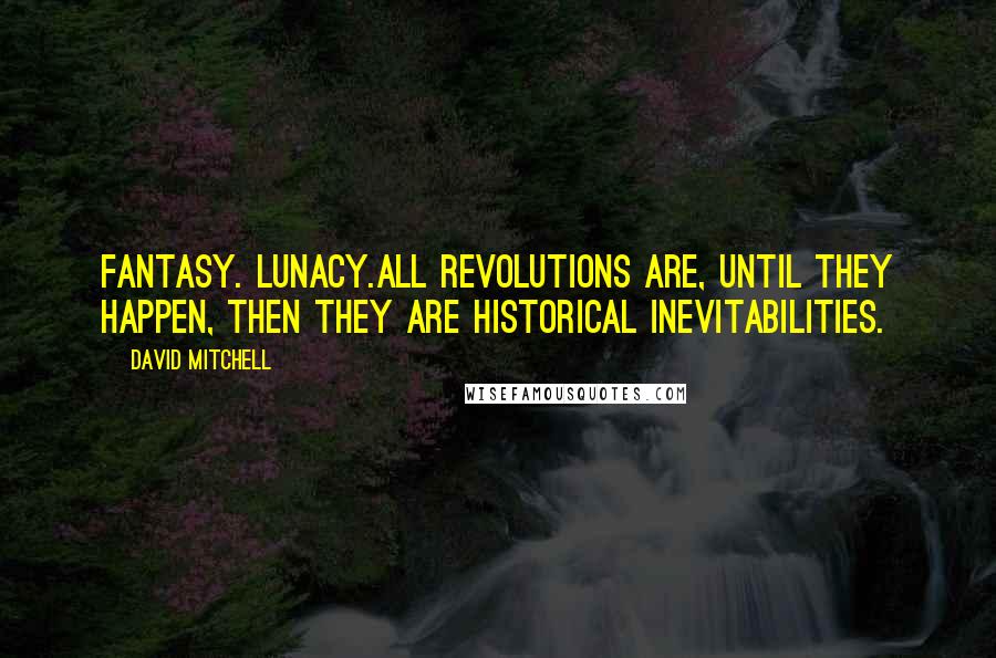 David Mitchell Quotes: Fantasy. Lunacy.All revolutions are, until they happen, then they are historical inevitabilities.