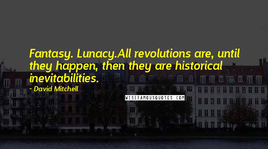 David Mitchell Quotes: Fantasy. Lunacy.All revolutions are, until they happen, then they are historical inevitabilities.