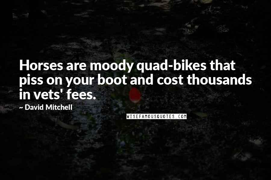 David Mitchell Quotes: Horses are moody quad-bikes that piss on your boot and cost thousands in vets' fees.
