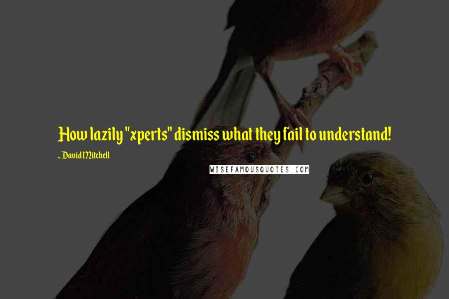 David Mitchell Quotes: How lazily "xperts" dismiss what they fail to understand!