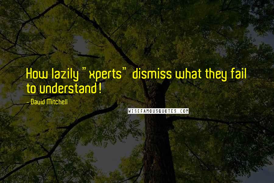 David Mitchell Quotes: How lazily "xperts" dismiss what they fail to understand!