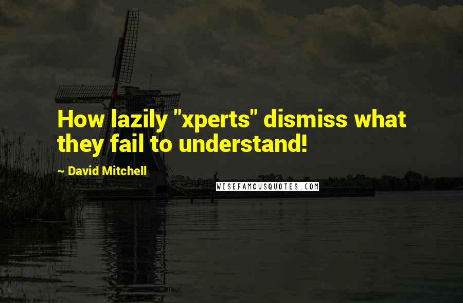 David Mitchell Quotes: How lazily "xperts" dismiss what they fail to understand!