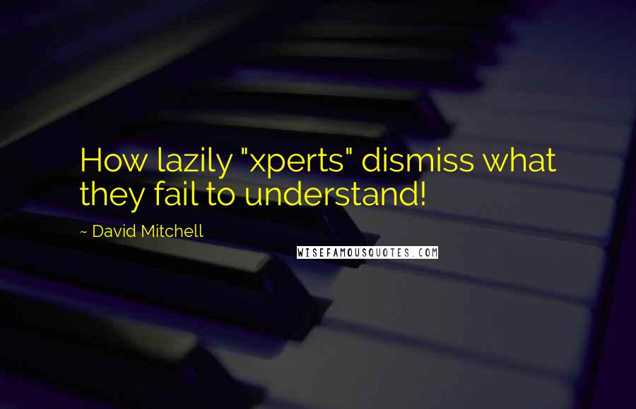 David Mitchell Quotes: How lazily "xperts" dismiss what they fail to understand!