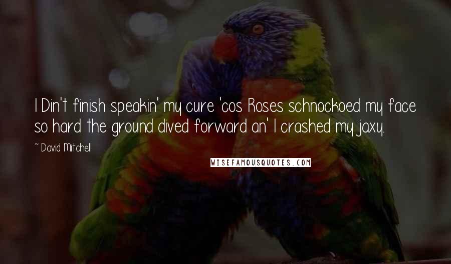 David Mitchell Quotes: I Din't finish speakin' my cure 'cos Roses schnockoed my face so hard the ground dived forward an' I crashed my jaxy.