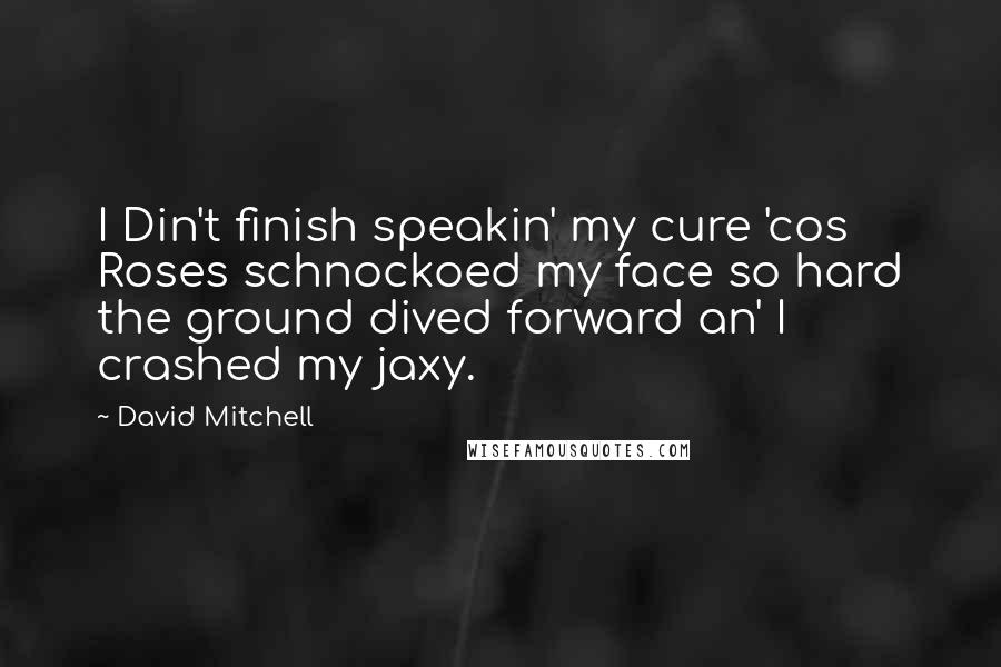 David Mitchell Quotes: I Din't finish speakin' my cure 'cos Roses schnockoed my face so hard the ground dived forward an' I crashed my jaxy.