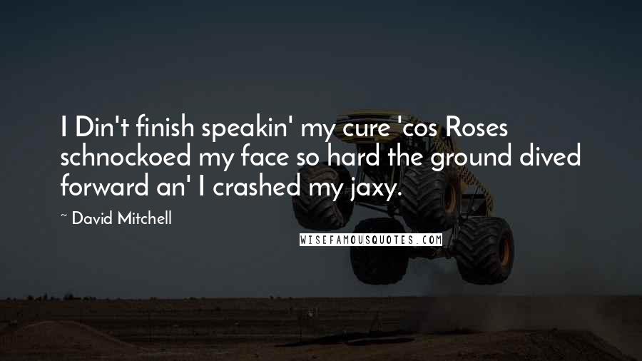 David Mitchell Quotes: I Din't finish speakin' my cure 'cos Roses schnockoed my face so hard the ground dived forward an' I crashed my jaxy.