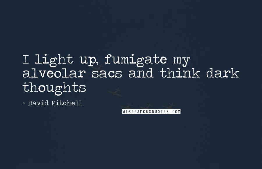 David Mitchell Quotes: I light up, fumigate my alveolar sacs and think dark thoughts