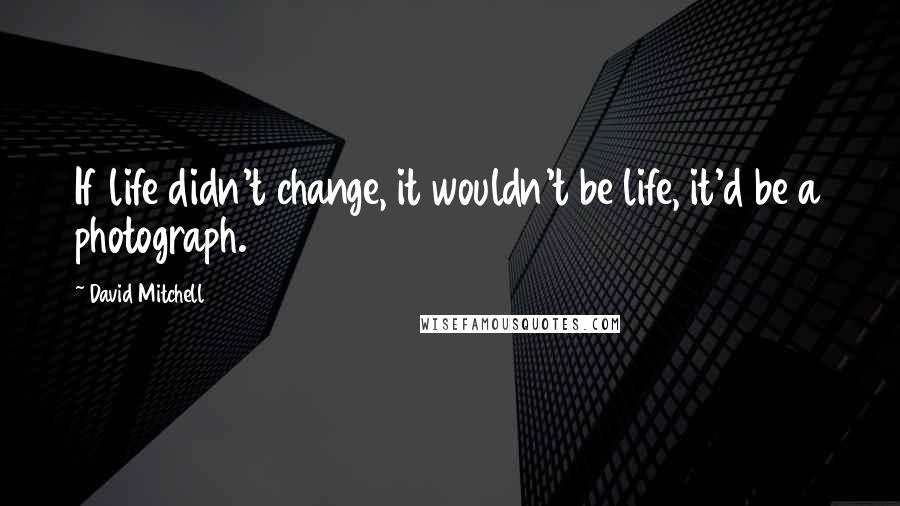 David Mitchell Quotes: If life didn't change, it wouldn't be life, it'd be a photograph.