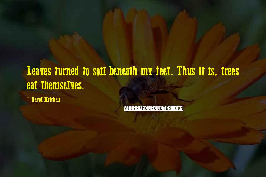 David Mitchell Quotes: Leaves turned to soil beneath my feet. Thus it is, trees eat themselves.