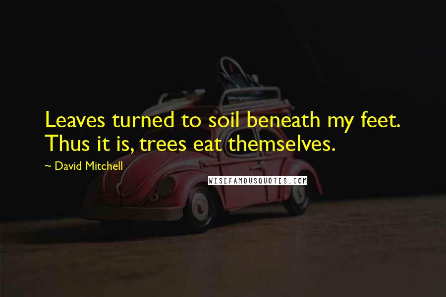 David Mitchell Quotes: Leaves turned to soil beneath my feet. Thus it is, trees eat themselves.