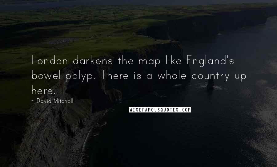 David Mitchell Quotes: London darkens the map like England's bowel polyp. There is a whole country up here.