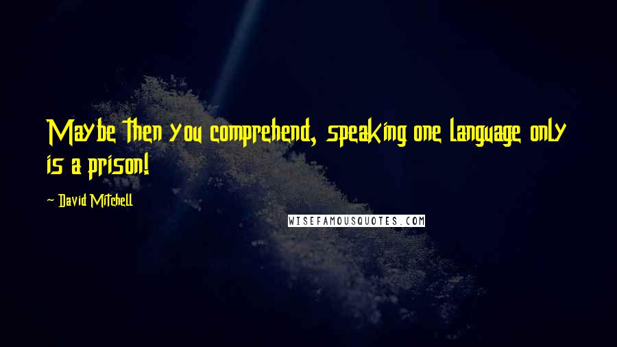 David Mitchell Quotes: Maybe then you comprehend, speaking one language only is a prison!