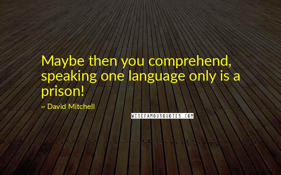 David Mitchell Quotes: Maybe then you comprehend, speaking one language only is a prison!