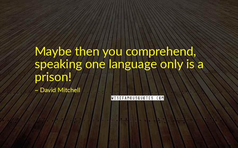 David Mitchell Quotes: Maybe then you comprehend, speaking one language only is a prison!