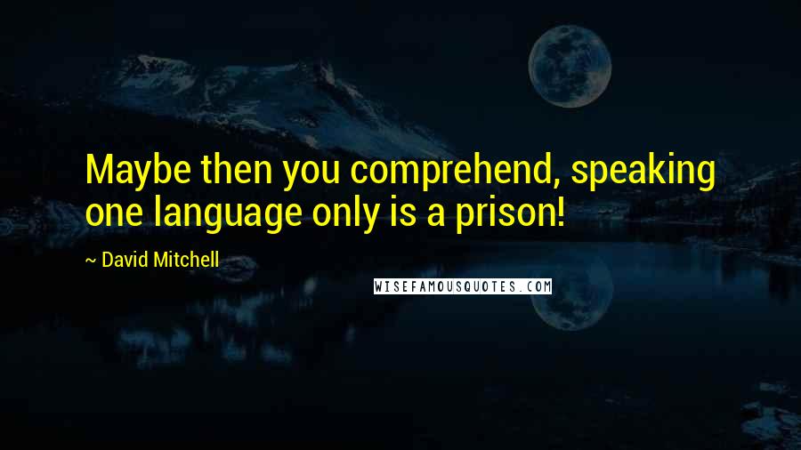 David Mitchell Quotes: Maybe then you comprehend, speaking one language only is a prison!