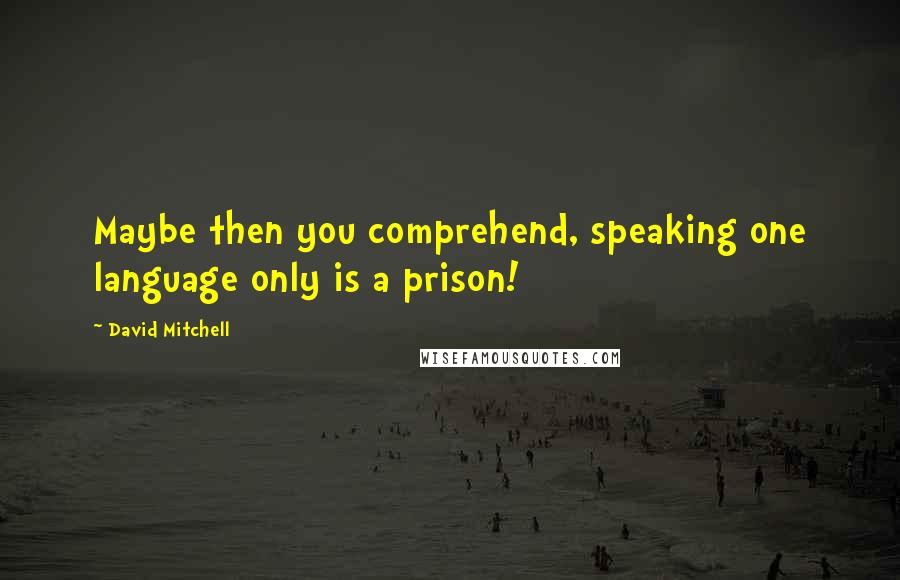 David Mitchell Quotes: Maybe then you comprehend, speaking one language only is a prison!