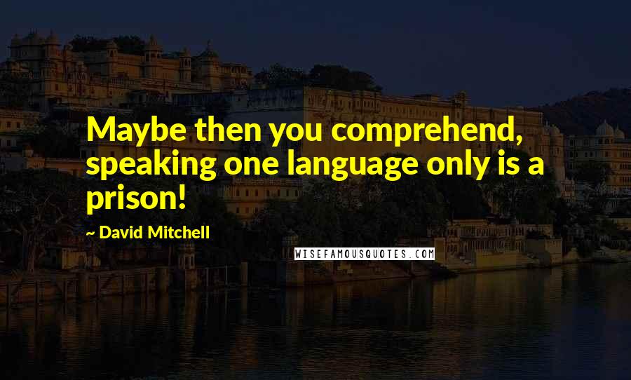 David Mitchell Quotes: Maybe then you comprehend, speaking one language only is a prison!