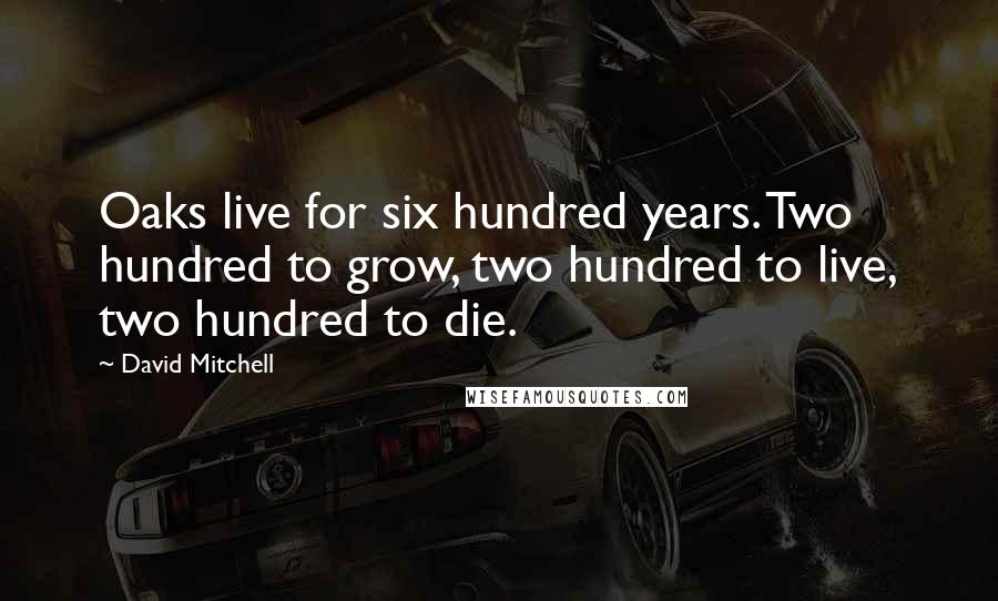 David Mitchell Quotes: Oaks live for six hundred years. Two hundred to grow, two hundred to live, two hundred to die.