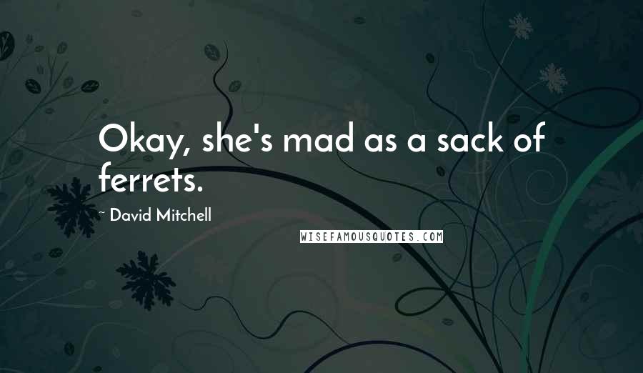 David Mitchell Quotes: Okay, she's mad as a sack of ferrets.