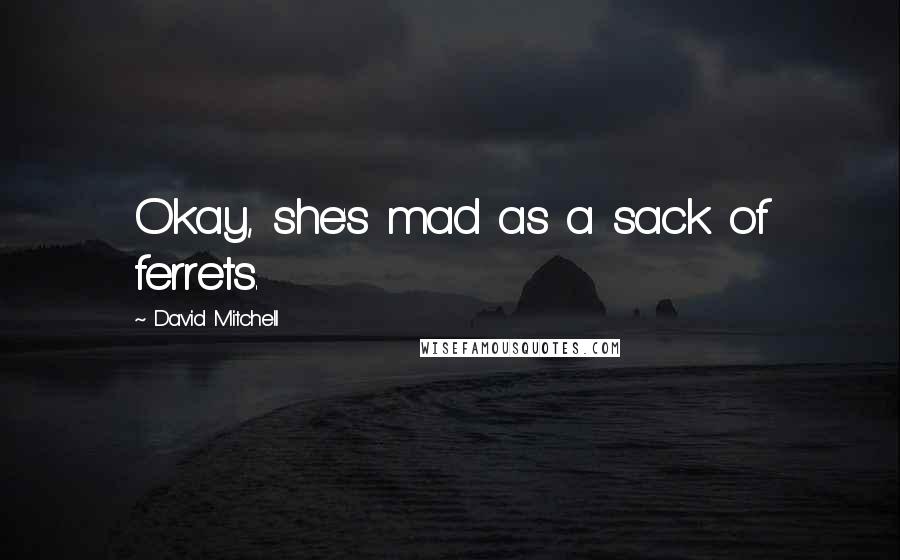 David Mitchell Quotes: Okay, she's mad as a sack of ferrets.