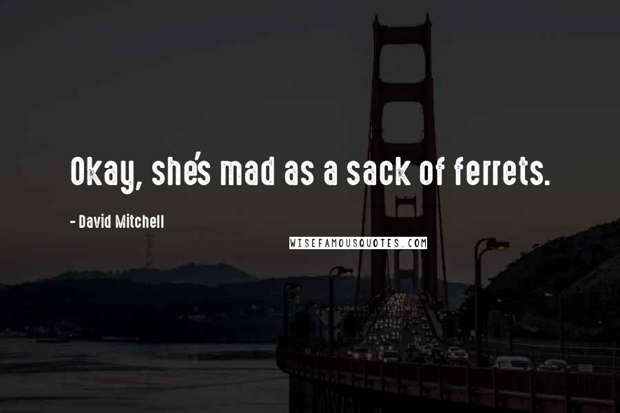 David Mitchell Quotes: Okay, she's mad as a sack of ferrets.