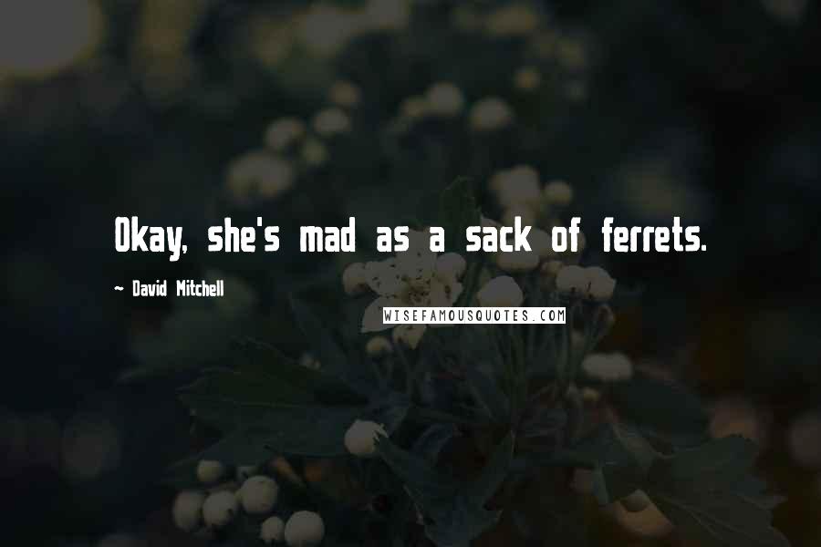 David Mitchell Quotes: Okay, she's mad as a sack of ferrets.