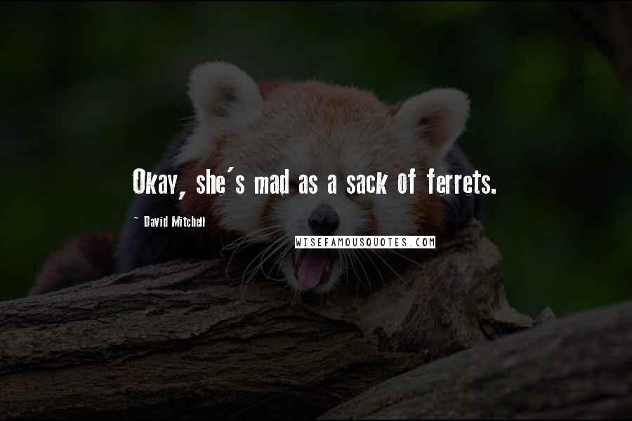 David Mitchell Quotes: Okay, she's mad as a sack of ferrets.
