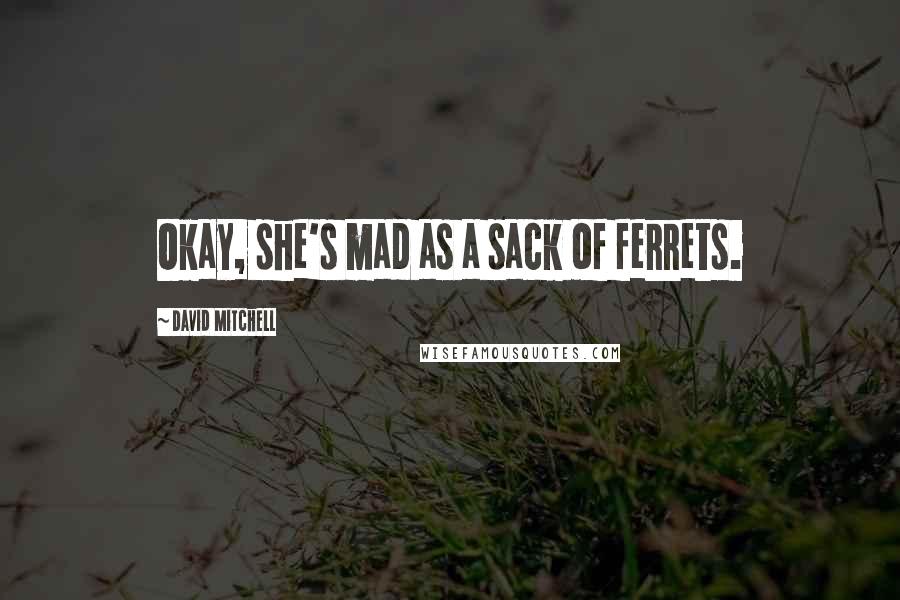 David Mitchell Quotes: Okay, she's mad as a sack of ferrets.