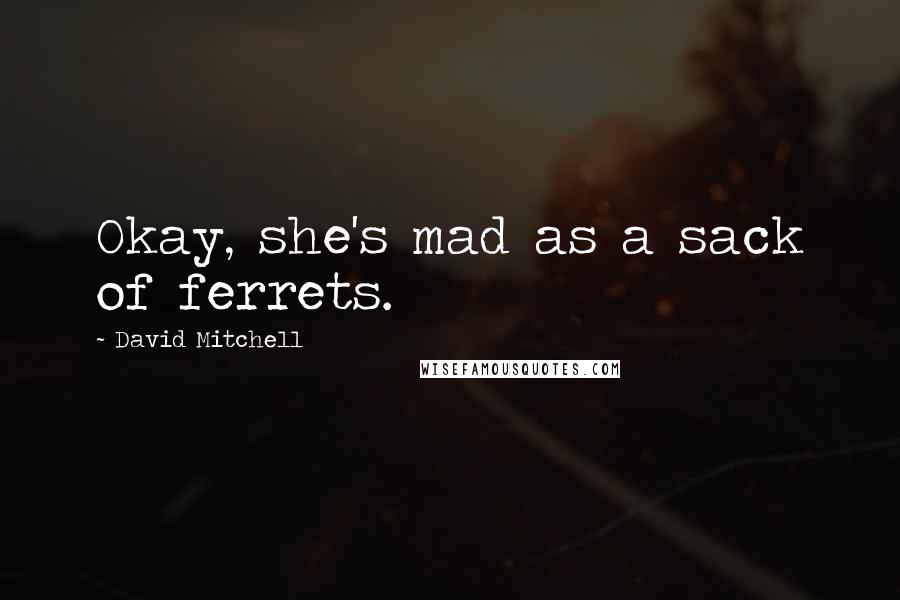 David Mitchell Quotes: Okay, she's mad as a sack of ferrets.
