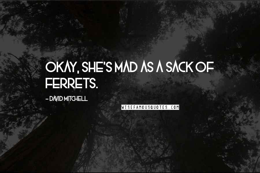David Mitchell Quotes: Okay, she's mad as a sack of ferrets.
