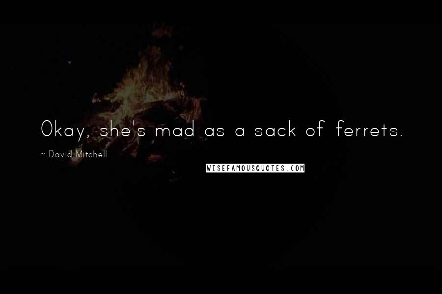 David Mitchell Quotes: Okay, she's mad as a sack of ferrets.