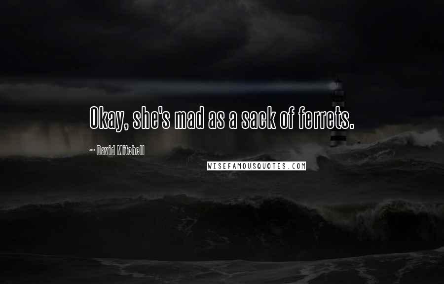 David Mitchell Quotes: Okay, she's mad as a sack of ferrets.