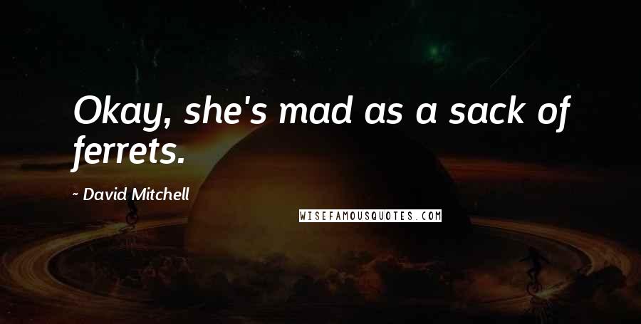David Mitchell Quotes: Okay, she's mad as a sack of ferrets.
