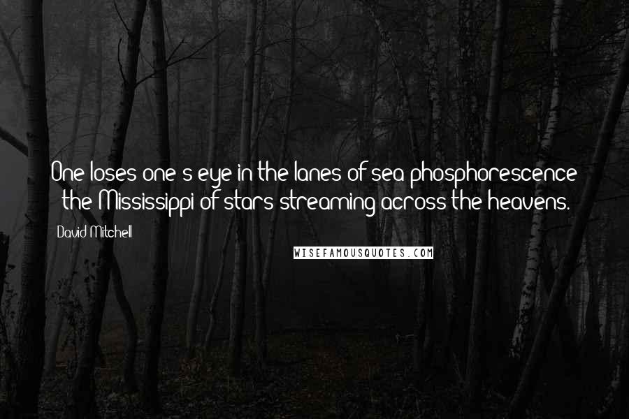 David Mitchell Quotes: One loses one's eye in the lanes of sea phosphorescence & the Mississippi of stars streaming across the heavens.