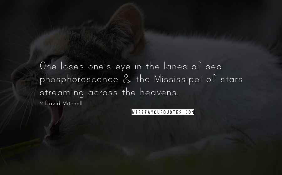 David Mitchell Quotes: One loses one's eye in the lanes of sea phosphorescence & the Mississippi of stars streaming across the heavens.