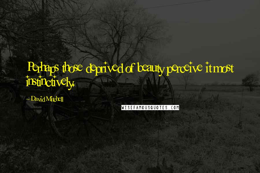 David Mitchell Quotes: Perhaps those deprived of beauty perceive it most instinctively.
