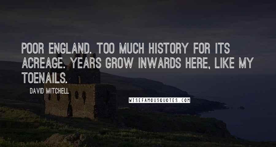 David Mitchell Quotes: Poor England. Too much history for its acreage. Years grow inwards here, like my toenails.